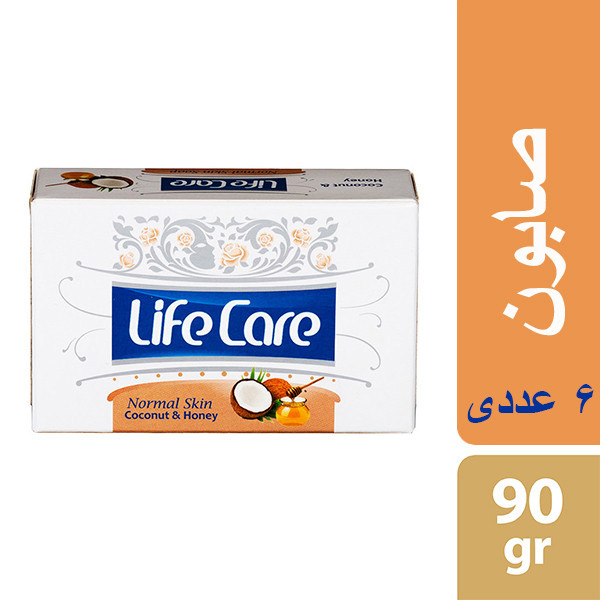 صابون شستشو لایف کر مدل Coconut & Honey وزن 90 گرم بسته 6 عددی